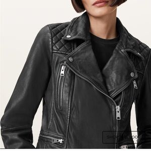 All Saints CARGO DISTRESSED LEATHER BIKER JACKET